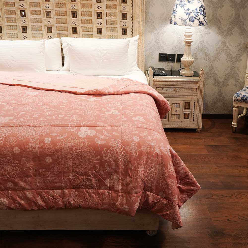 Peach Flora Reversible Double Bed Duvet