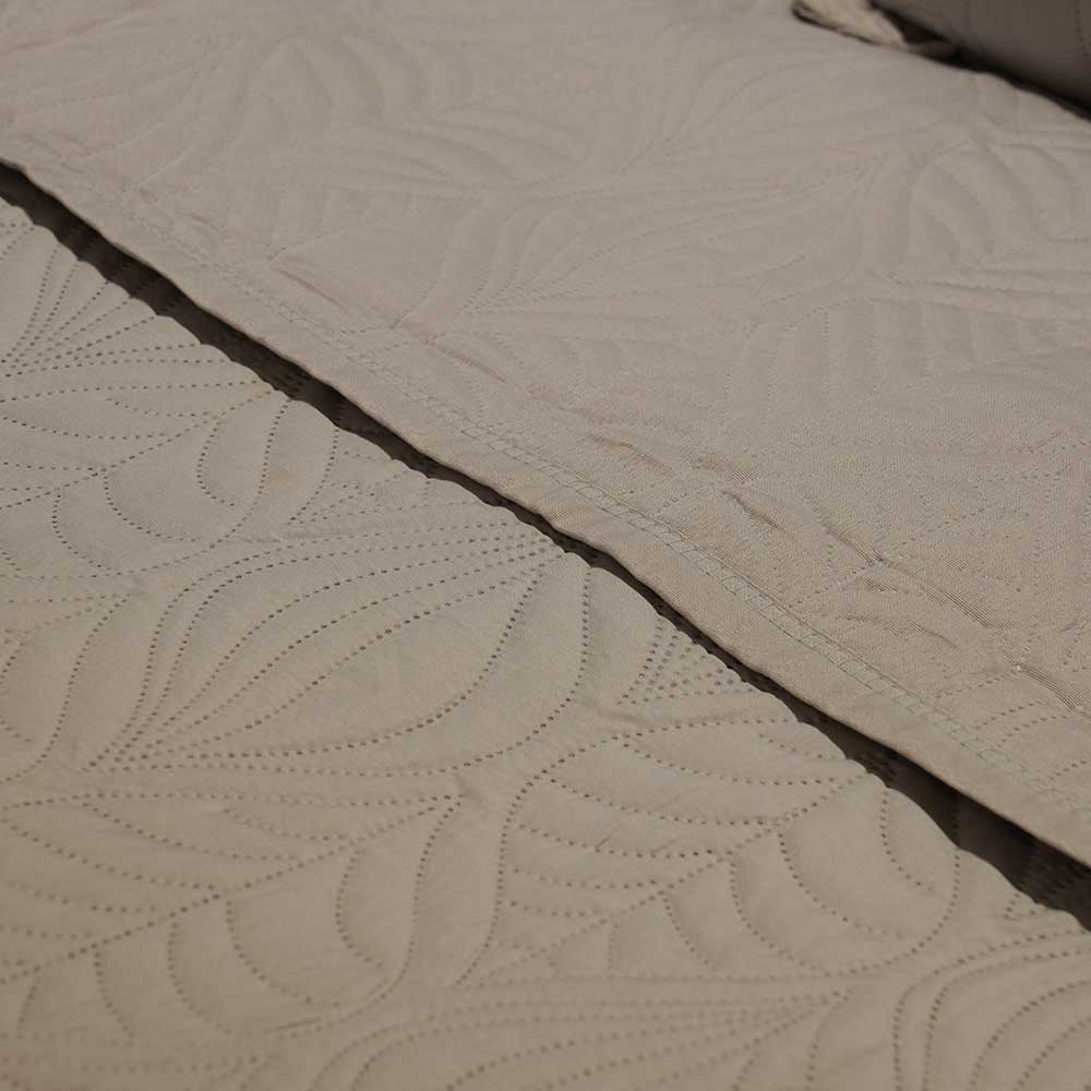 Embroidered Serenity Cotton – Floral Grey Double Bed Cover with Pillow Case Set