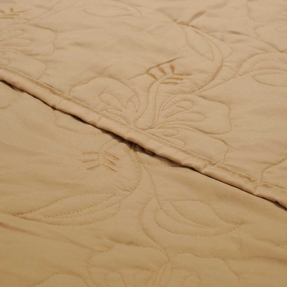 Embroidered Floral Bliss Double Bed Cover with Pillow Case Set