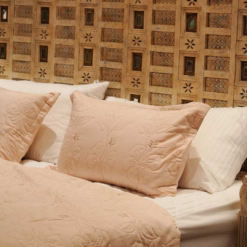 Sandy Bliss Cotton Embroidered Sheet Double Bed Cover with Pillow Case Set