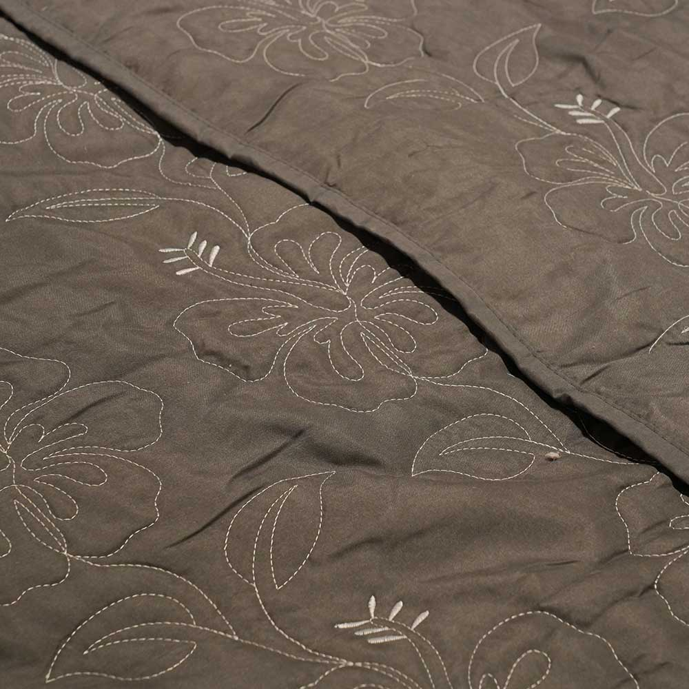 Charcoal Floral Elegance Double Bed Cover with Pillow Case Set