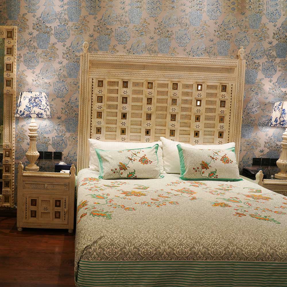 Pure Cotton Garden of Serenity Double Bed sheet with Pillow Case Set