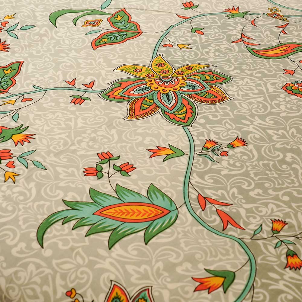 Pure Cotton Garden of Serenity Double Bed sheet with Pillow Case Set