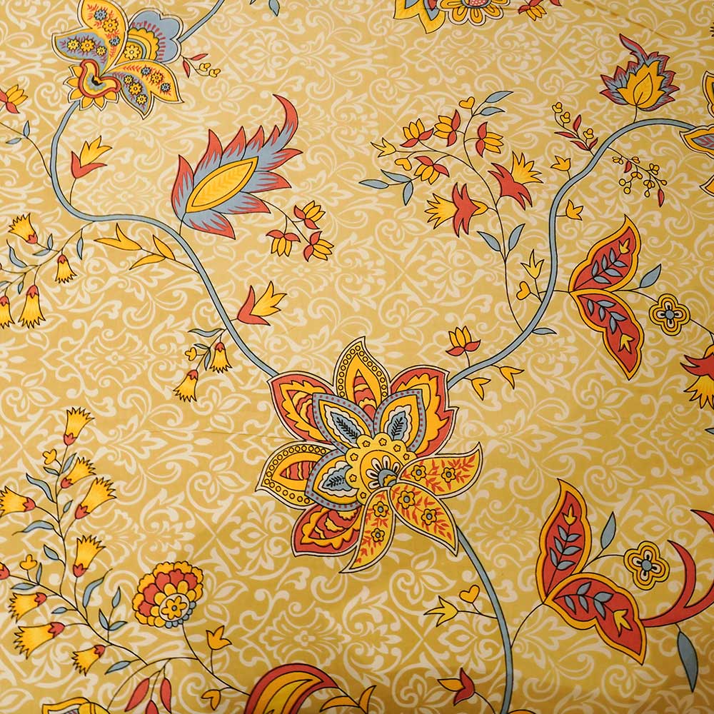 Pure Cotton Golden Autumn Double Bed sheet with Pilow Case Set