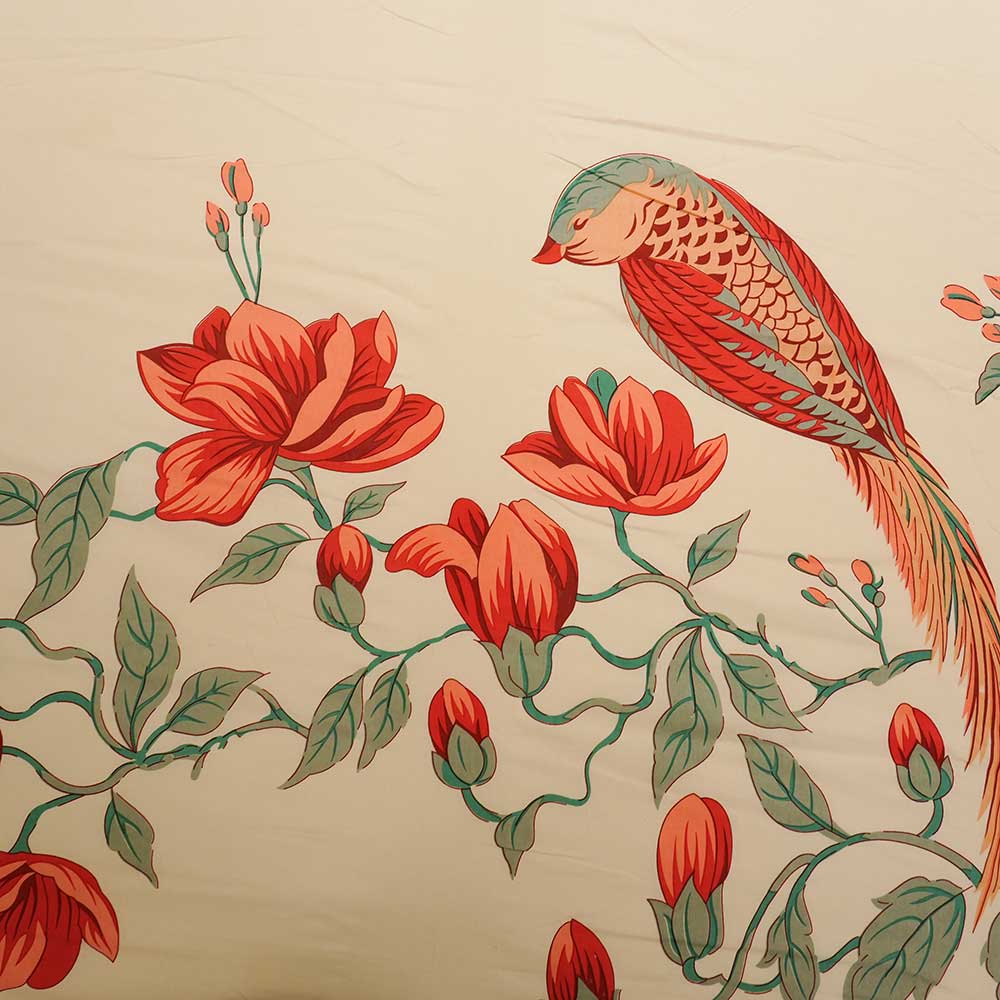 Floral Songbird Elegance Double Bed sheet with Pilow Case Set