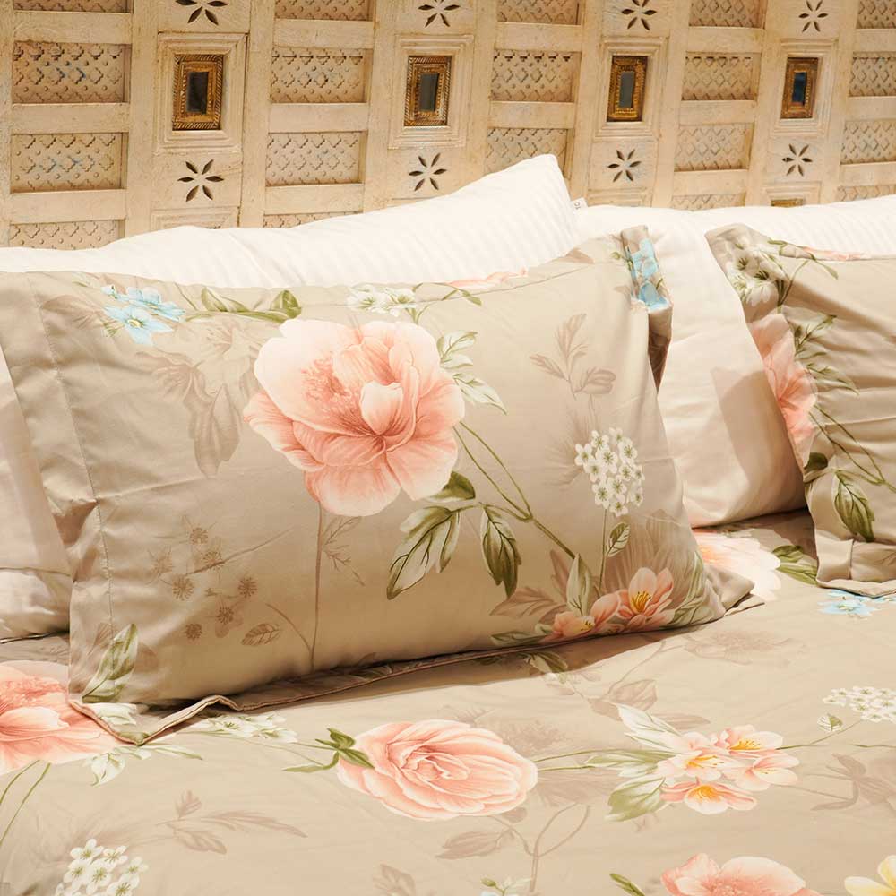 Pure Cotton Floral Flourish Double Bed sheet with Pilow Case Set