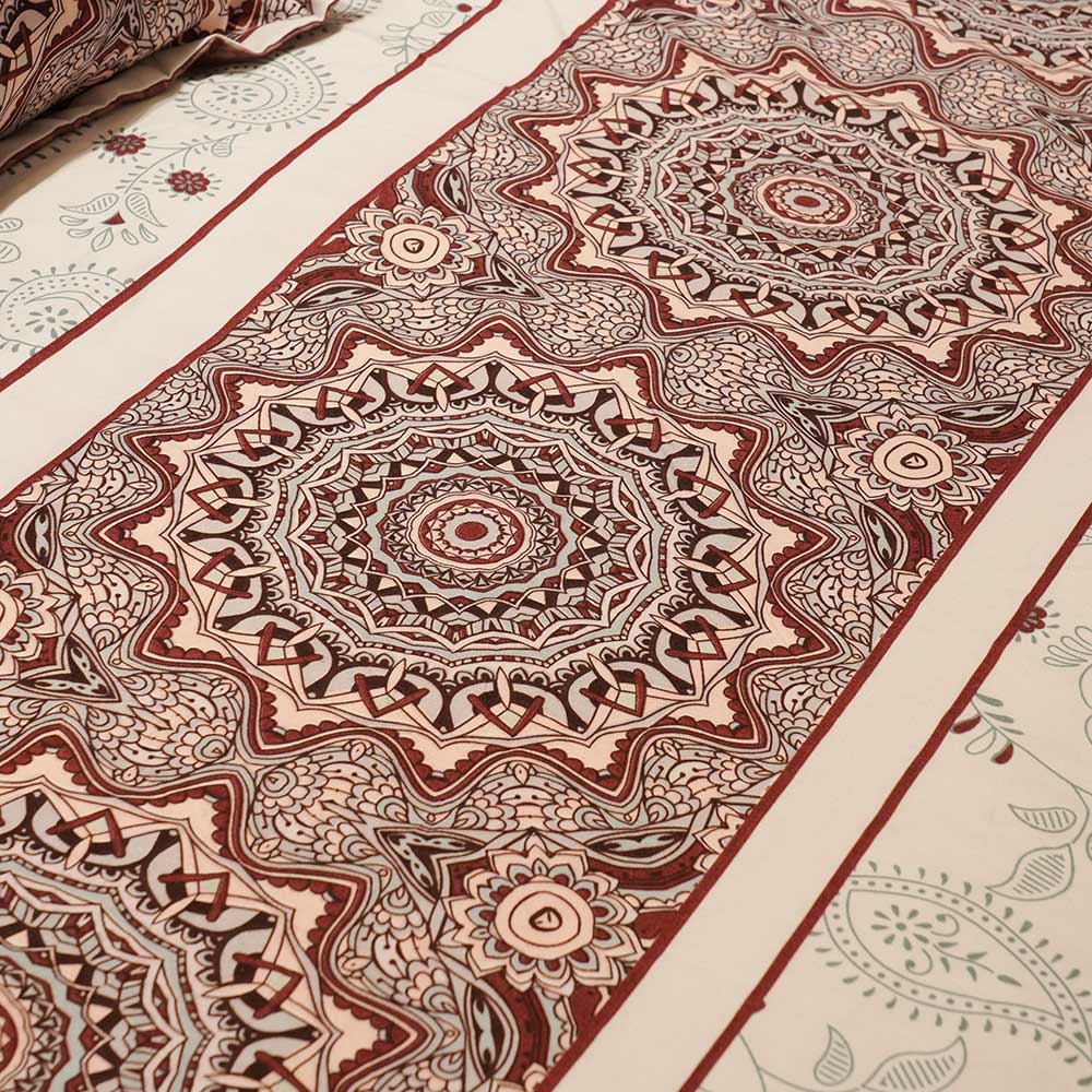 Mandala Majesty Double Bed sheet with Pilow Case Set