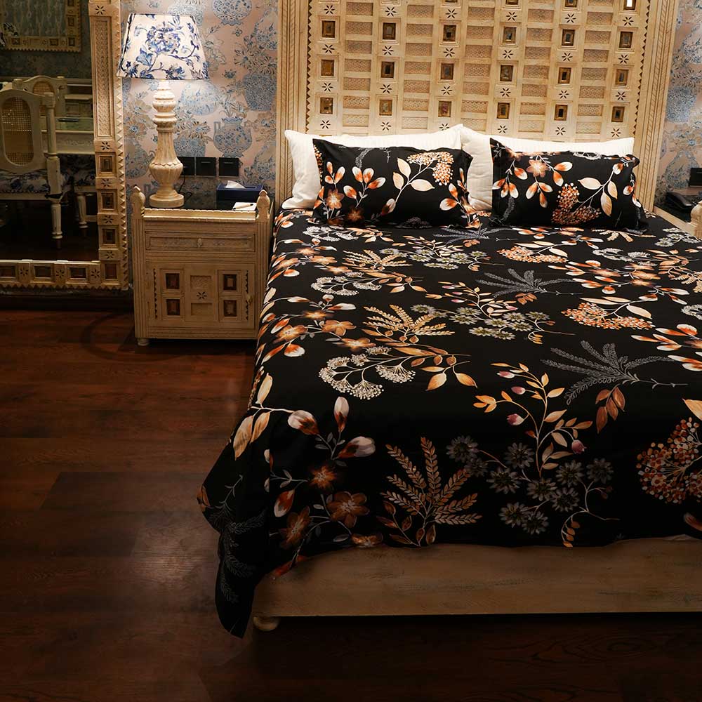 Blush Bloom Double Bed sheet with Pilow Case Set