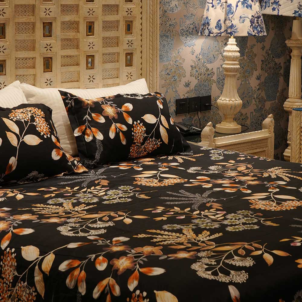 Blush Bloom Double Bed sheet with Pilow Case Set